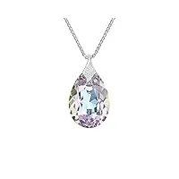 collier en argent sterling 925, avec cristaux swarovski® - poire - nombreuses couleurs - collier avec pendentif - bijoux pour femme, avec coffret cadeau, cristal