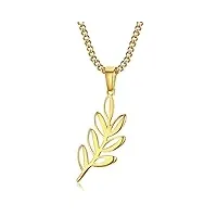 bobijoo jewelry - pendentif collier branche acacia titi franc maçonnerie acier plaqué doré or amour de dieu chaîne