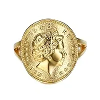 bobijoo jewelry - bague femme cintrée pièce one 1 penny elizabeth ii acier 316l or doré plaqué - 58 (8 us)