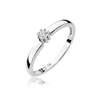bague de fiançailles solitaire pour femme - en or blanc 585 14 carats - diamant naturel véritable