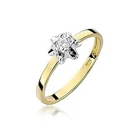 bague de fiançailles solitaire pour femme - or jaune 585 14 carats - diamant naturel véritable
