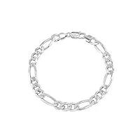 lecalla links bracelet chaîne figaro en argent sterling de 5 mm pour adolescents, femmes et hommes (7, 7,5, 8, 21,6, 22,9 cm), 9 inches, argent, non connu