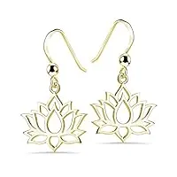 materia boucles d'oreilles pendantes en forme de fleur de lotus en argent sterling 925 plaqué or rose ou jaune pour femmes adolescentes, or jaune