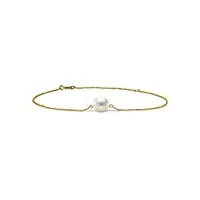 miore bijoux pour femmes bracelet avec perles d'eau douce blanches 7.5 mm chaîne longueur réglable 17.5-21.5 cm en or jaune 14 carats / 585 or