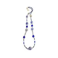 venezia classica - collier pour femme long avec perles en verre de murano original, collection linde, bleu avec feuille en or 24 carats, fabriqué en italie certifié