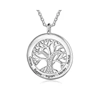 collier arbre de vie personnalisé femmes collier en argent avec pendentif avec nom gravé pour mère fille cadeau de noël saint valentin