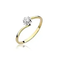 lumari gold bague de fiançailles solitaire pour femme - or jaune 585 14 carats - diamant naturel véritable
