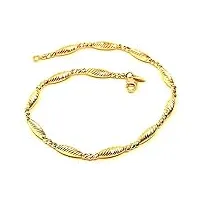 bracelet en or jaune 18 carats, ovale et boules alternées, finition facettée, épaisseur 3 mm (0,12 po), fabriqué en italie