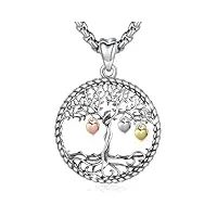 eusense collier arbre de vie en argent sterling 925, pendentif arbre généalogique, cadeau de bijoux pour femme