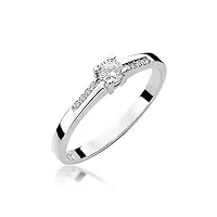 bague de fiançailles solitaire pour femme - en or blanc 585 14 carats - diamant naturel véritable