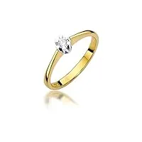 bague de fiançailles solitaire en or jaune 585 14 carats avec diamants naturels