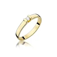 bague de fiançailles solitaire en or jaune 585 14 carats avec diamants naturels