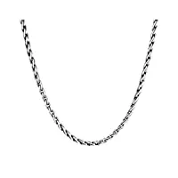 kuzzoi collier exclusif pour homme avec maillons tressés (5 mm), chaîne à maillons ronds pour homme ou ami, chaîne pour homme en argent sterling 925, longueur 50 cm.