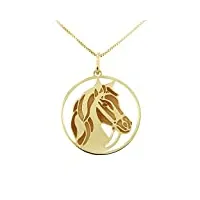 lucchetta - collier pendentif cheval marron en or jaune 14 carats - bijou Élégant pour femme fille - fabriqué en italie - cadeau parfait pour tous les amateurs de cchevaux