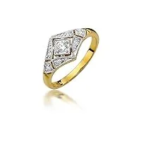 bague de fiançailles solitaire pour femme - or jaune 585 14 carats - diamant naturel véritable