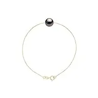pearls & colors - bracelet véritable perle de culture de tahiti ronde 8-8.5 mm - qualité a+ - maille forçat - disponible en or jaune et or blanc - bijou femme