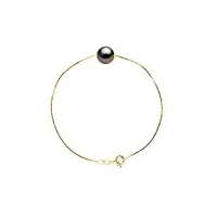 pearls & colors - bracelet prestige véritable perle de culture de tahiti ronde 9-10 mm - qualité a+ - maille vénitienne - disponible en or jaune et or blanc - bijou femme