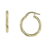 gioiello italiano - boucles d'oreilles petit cercle en or jaune 14kt, diamètre 2cm, pour femmes
