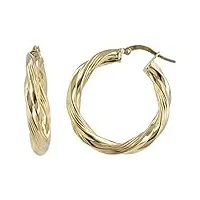 gioiello italiano - boucles d'oreilles en or jaune 14kt, diamètre 2,8cm, pour femmes