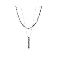 kuzzoi collier pour homme en argent 925 avec pendentif (40 mm) en argent sterling 925 oxydé, chaîne à maillons pour homme, 2 chaînes à maillons au look de couche avec pendentif, longueur 50 cm.