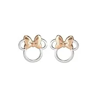 minnie mouse boucles d'oreilles en argent et or rose - e901880tl, taille unique, argent sterling