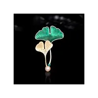 nykk broches ginkgo feuilles imitation cristal coloré femmes broche haut de gamme broche pull veste accessoires cadeau parfait broches et pin's (color : green)