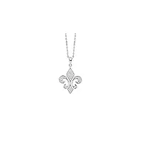 talisman jewellery pendentif argent fleur de lys et oxyde de zirconium blanc - symbole reine française - symbole médiéval - chaîne cadeau incluse - 25 mm blanc