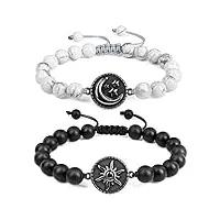 coai bracelets pour couples yin yang onyx mat howlite charm rond ajustable