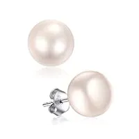 boucle d'oreille perles blanches grosses 10 mm clou d'oreilles avec perle de culture cartilage bijoux Élégant cadeau noel pour femme fille