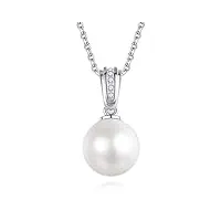 viki lynn collier pendentif perle de culture 7-8mm bijoux fantaisie femme en argent fin 925 et zircon cubique idée cadeau femme fille