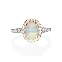 gin & grace 14k two tone natural gold opal diamond (si1) proposer une bague de promesse pour les femmes
