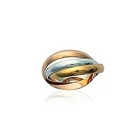 tata gisèle bague 3 anneaux entrelacés en plaqué or 18 carats (jaune et rose) et argent 925/000 rhodié - 3 couleurs - sachet velours offert (64)