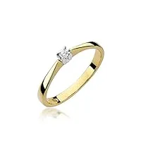 lumari gold bague de fiançailles solitaire pour femme - or jaune 585 14 carats - diamant naturel véritable