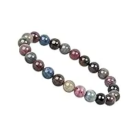 eledoro powerbead bracelet élastique en perles de pierres précieuses véritables 8 mm, 17 centimeters, véritable pierre précieuse saphir multicolore, saphir multicolore