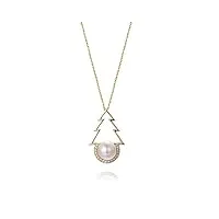 anazoz collier femme or 18 carats pendentif arbre avec perle diamant fantaisie