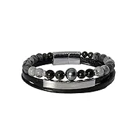 inspiration obsidienne: bracelet pour homme pierres et perle de tahiti et pierres bro8539-grand 21 cm grand : 21 cm