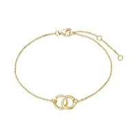 bracelet femme en or jaune 14 carats 585/1000 avec infini pendentif et chaîne bijoux pour femme filles - chaîne longueur 17 + 1,5 + 1,5 cm