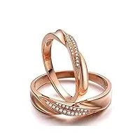 anazoz bague femme mariage or 18 carats anneau entrelacs diamant 0.05ct or rose 1 pièce fantaisie taille 54