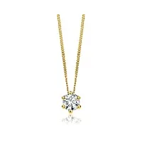 orovi bijoux femme 0.20 ct diamant collier or blanc/or jaune avec solitaire diamant pendentif chaîne en or 14 carats (585), or