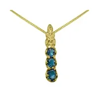 letsbuygold pendentif artisanale (de haute qualité) pour femme en or jaune 750/1000 (18 carats) sertie de topaze bleue de londres - longueur de la chaîne -18