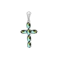 shine jewel ovale à choix multiples forme gemme 925 sterling croix de noël en argent religieux bijoux pendentif pour femme (labradorite)