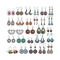 duufin 26 paires boucles d'oreilles bohème pendantes vintage boucles d'oreilles pour femme, 26 styles