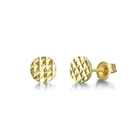 boucles d'oreilles clou en or jaune 14 carats 585/1000 petite ronde pour femme bijoux minimaliste pour femmes filles - diamètre: 5,4 mm