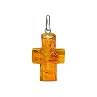 rainbow safety pendentif croix chretienne ambre authentique de la mer baltique bijoux ambre véritable (cr100light)