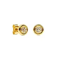 miore bijoux pour femmes boucles d'oreilles avec 14 diamants 0.05 ct clous d'oreilles en or jaune 9 carats / 375 or