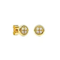 miore bijoux pour femmes boucles d'oreilles avec 8 diamants 0.03 ct clous d'oreilles en or jaune 9 carats / 375 or