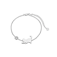 lonago bracelet chat argent sterling 925 mignon chat avec pierre de lune zircone cubique bracelet bijoux pour femmes (blanc-pierre de lune)