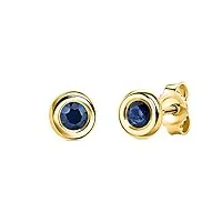 orovi bijoux pour femmes boucles d'oreilles en or jaune avec pierre précieuse/pierre de naissance novembre topaze bleu clous d'oreilles en or 14 carats (585)