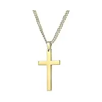 collier avec pendentif en forme de croix en or 14 carats - fermoir solide de 3 mm - pour homme, femme, adolescent - petit pour breloques miami cubain - taille diamant, plaqué or,
