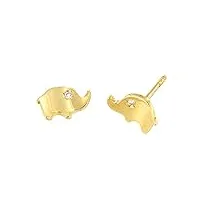boucles d'oreilles diamant éléphant or jaune 18 k [26-11389-p]